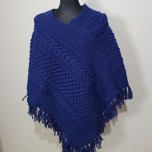 Blue vintage knitted poncho